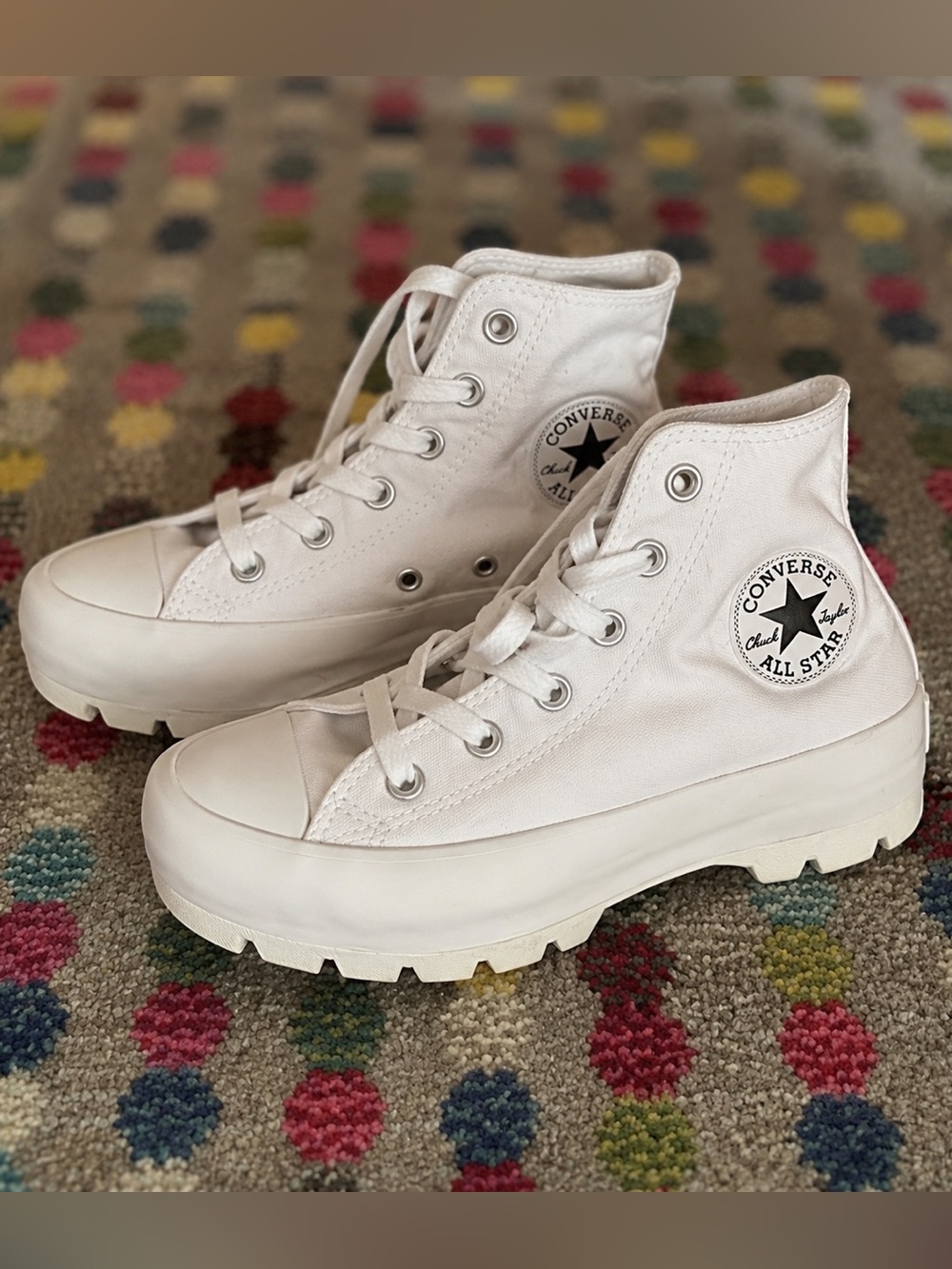 Converse White High Top Platform All Star Sneakers